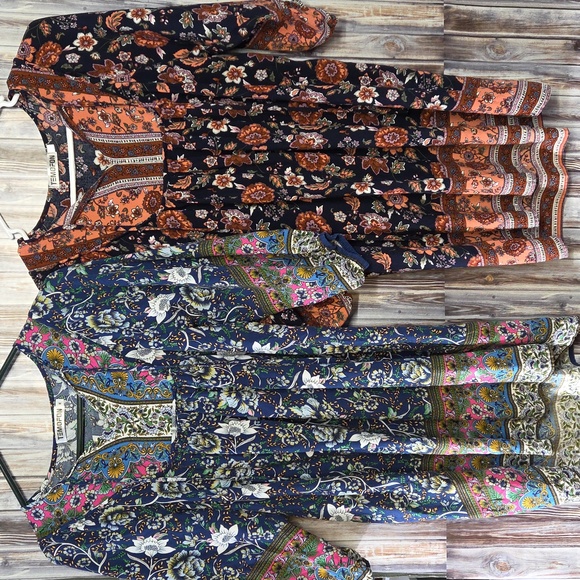 Temofon Dresses & Skirts - Temofon Floral Boho Mini Dress - Blue and Pink Lot Size M